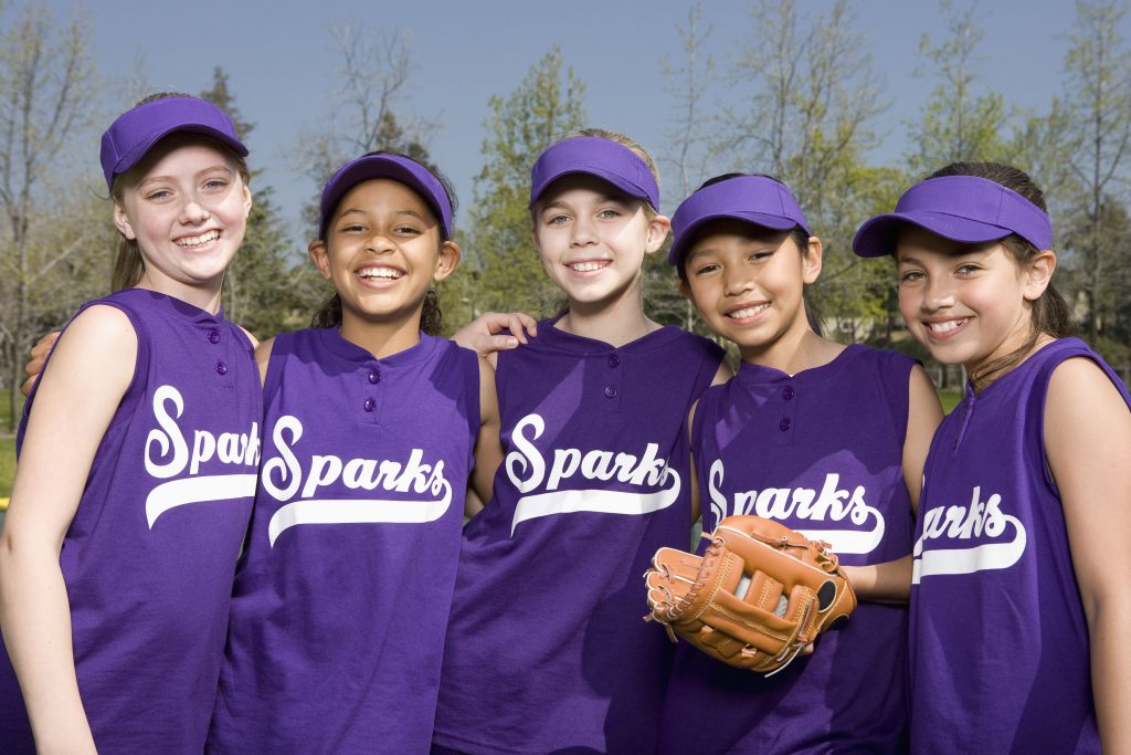 Portrait of little league teammates
